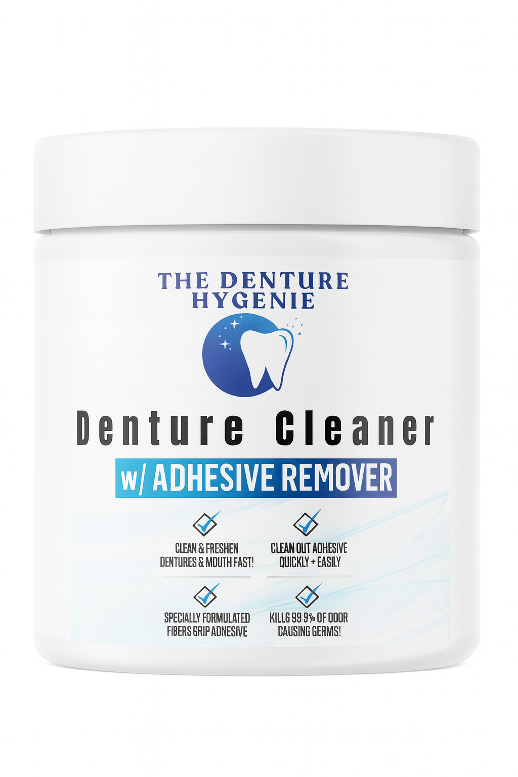 Denture Cleaning & Adhesive Remover Fizzing Magic Powder– Stain Removal, Adhesive Remover, Sanitizer & Breath Freshener