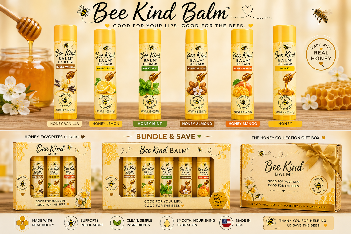 Save the Bees Honey Lips-Bee Kind