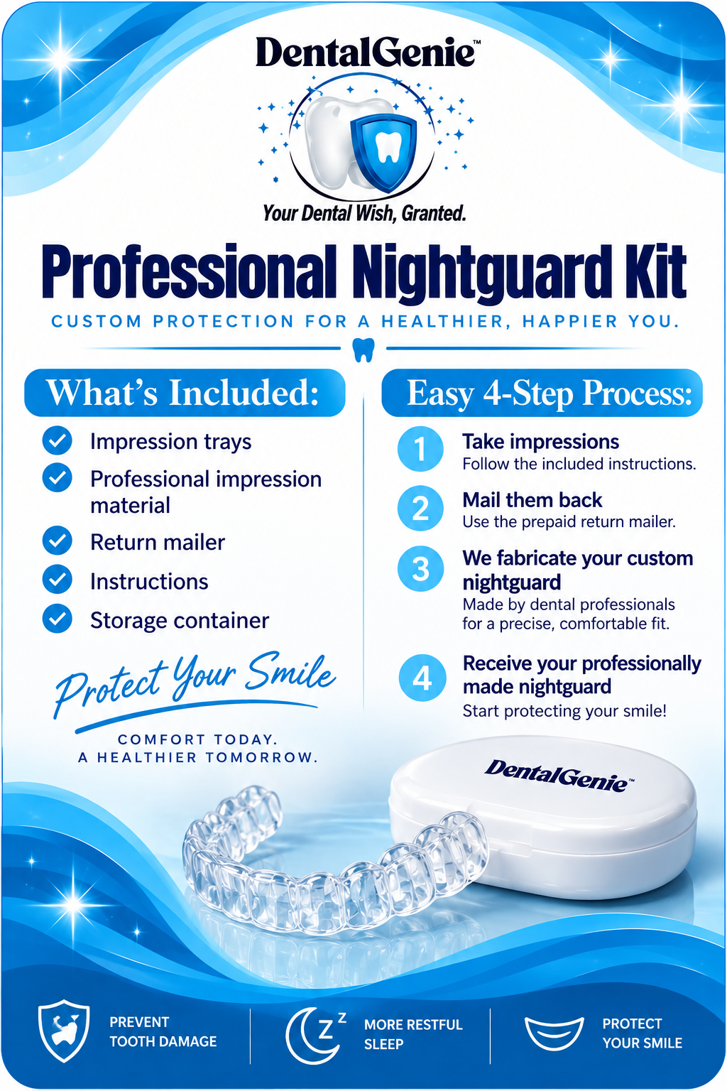 Dental Genie: Professionally Crafted-Custom Dental Night Guard Kit